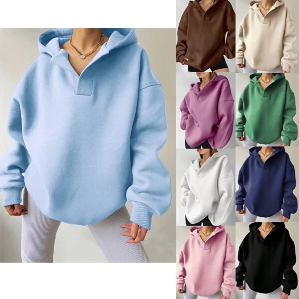 Autumn Winter Women's Hooded Loose Sweatshirt - Image 3