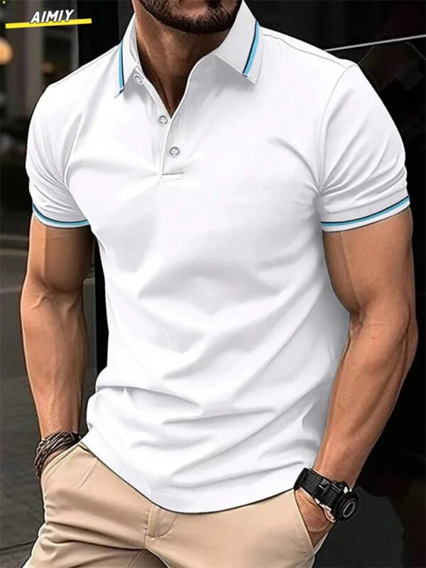 Letter Print Polo T-Shirts - Image 5